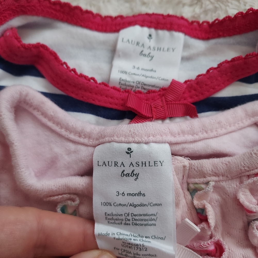 Laura Ashley Cotton Floral & Striped Baby Outfit Set 3-6mo Bundle Cool Weather - Picture 2 of 2